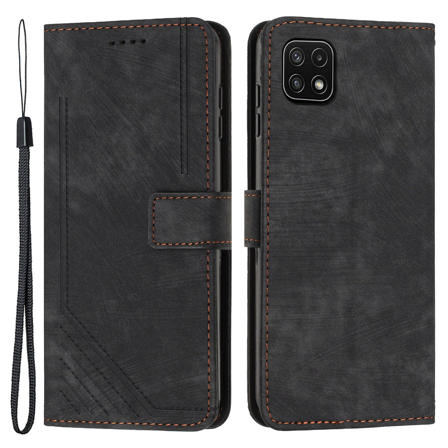 For Samsung Galaxy A22 5G (EU Version) Wallet Phone Case Skin-Touch Lines Imprinted PU Leather Cover For Samsung Galaxy A22 5G (EU Version) Wallet Phone Case Skin-Touch Lines Imprinted PU Leather Cover